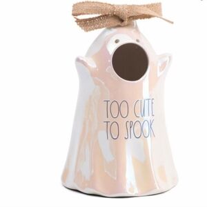 Rae Dunn Ceramic Ghost Birdhouse "TOO CUTE TO SPOOK" New 8"x5"